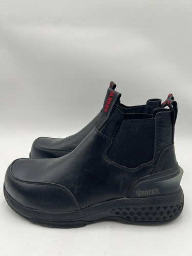 Men’s Rocky Code Red Station Slip-On Boots Black Leather Size 13M