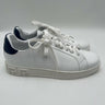 Versace Men's Embossed White & Blue Leather Low Top Sneakers Shoes Size 43 Versace