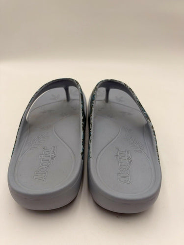 Alegria by PG Lite Womens Gray Blue Floral Thong Comfort Sandals Size 10.5