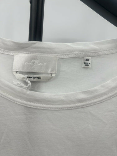 7 For All Mankind T-Shirt White Pima Cotton Crew Neck Oversized Boxy Basic XXL