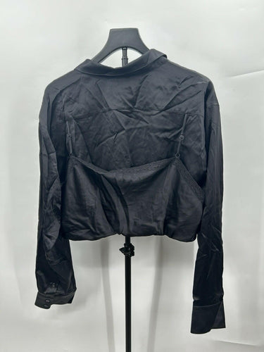 alexanderwang.t Woman’s Black Hybrid Cami Button-Down Shirt Lace Layer Size XL