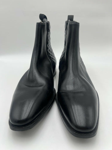 Mezlan 1968 Black Leather Quilted Chelsea Ankle Boots Side Zip Size 12