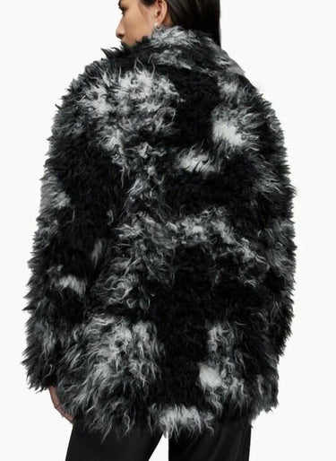NWT ALLsaints Women’s Faux Fur Rupi Coat Black/White Size L