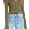 BP. Front Button Crop Cardigan in Olive Sarma Size X-Large BP.