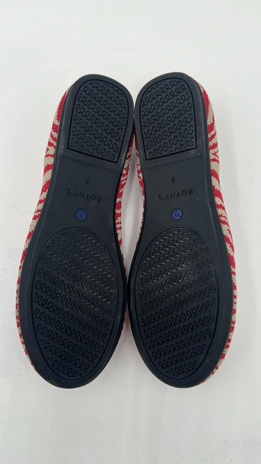 Girls Rothy’s “THE LOAFER” White/Red Zebra Print Knit Round Toe Flats Size 4 Rothy’s