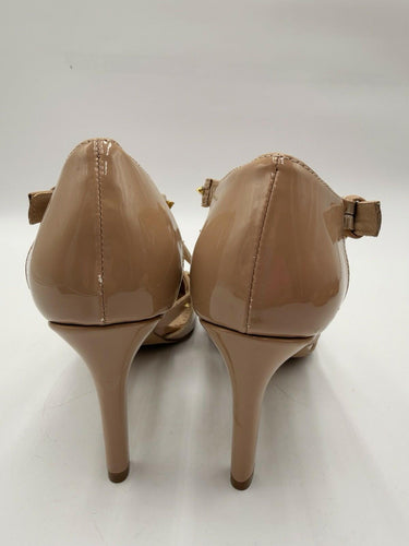 Adrienne Vittadini AVI Navi Nude Patent Studded T Strap Heels Womens Size 8.5