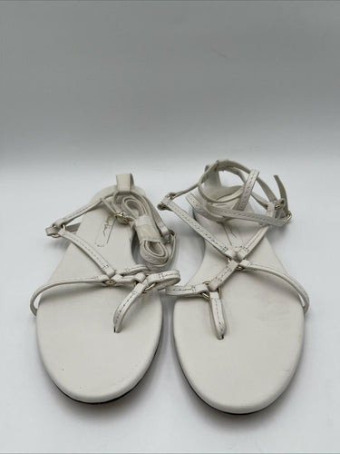 3.1 Phillip Lim LOUISE Ivory Leather Strappy Ankle Strap Flat Sandals Women’s 38