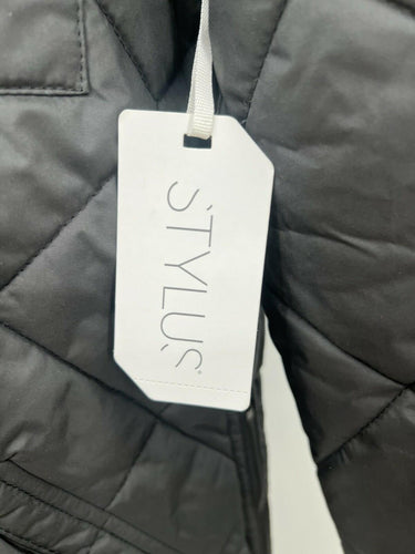Stylus Jacket Womens Quilted Bomber Black Diamond Puffer Zip Pockets NWT XS Stylus
