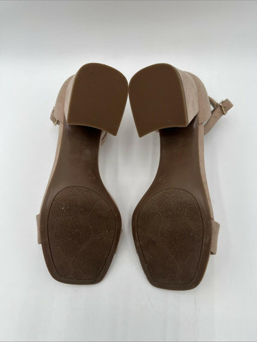 Kelly & Katie Marybel Block Heel Sandals Nude Textile Upper Adjustable Size 6.5M Kelly