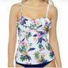 Island Escape Women's White Tahiti Tropical-Print Ruffled Tankini Top Size 14 Island Escape