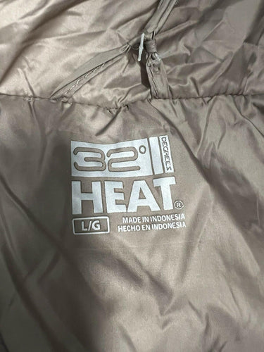 32 Degrees HEAT Packable Quilted Puffer Jacket Taupe L/G