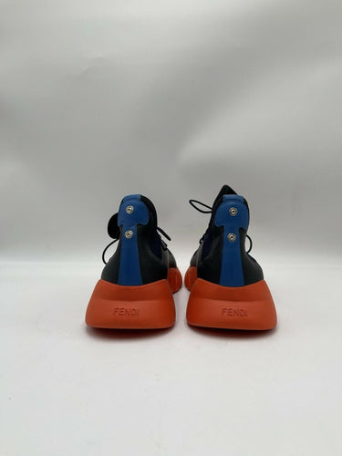 Men’s Fendi Navy Blue "Love Fendi" Sock Sneakers orange soles Size 5