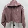 Adidas Originals Cropped Hoodie Mauve Pink 3 Stripe Trefoil Boxy XS adidas