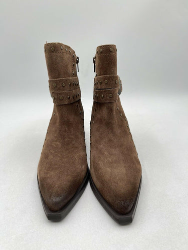 Crown Vintage Kilon Western Brown Leather Bootie Women's Size 6M/36.5