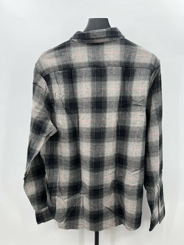 Abound Plaid Flannel Shirt Mens Black Gray Long Sleeve Button Up - L
