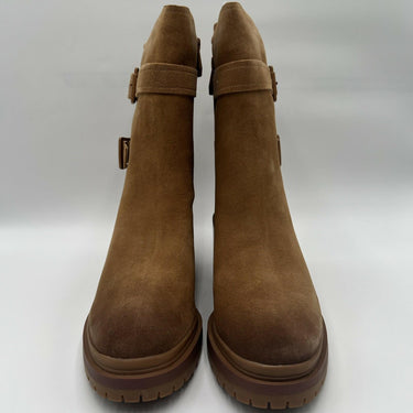 Women's Naturalizer Trina Golden Caramel Suede Block Heel Boots Size 10M Naturalizer