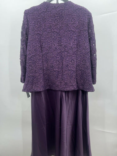 Alex Evenings Dress Womens 18 Eggplant Lace Jacket 2 Piece Formal NWTs - Size 18
