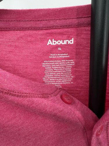 Abound Men's Henley Shirt Long Sleeve Pink Cotton Blend XL Abound