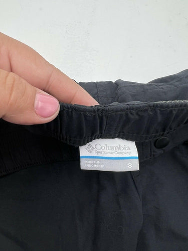 Columbia Black Cargo Hiking Shorts Womens Belted Nylon Zip Pocket Outdoor S Columbia