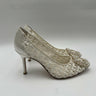 Manolo Blahnik Hangisi White Lace Jewel Buckle Pumps White Size 37 Manolo Blahnik