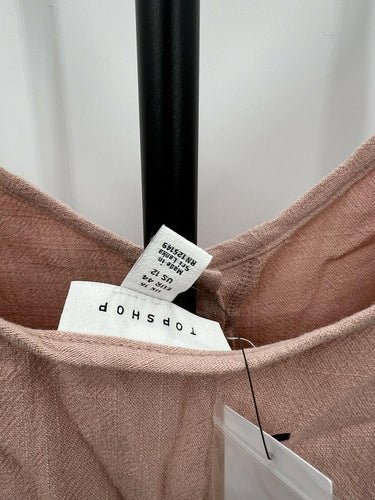 Topshop Blush Tie Front Button Cami Top Linen Blend - US 12