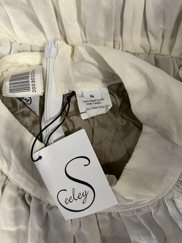 Seeley Cream Ivory Mock Neck Long Sleeve Mini Dress Boho Chic Womens S