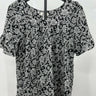 LOFT Blouse Womens  Black White Floral Ruffle Sleeve Top Boho Peasant Work M Loft