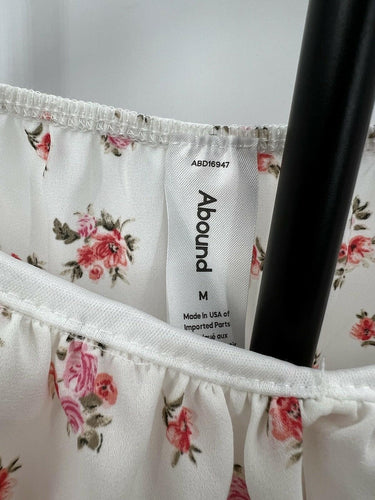 Abound Crop Top White Floral Off Shoulder Ruched Long Sleeve NWT - M