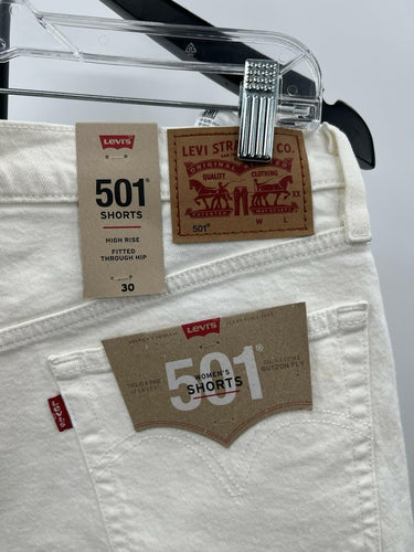 Levi's 501 Shorts High Rise White Denim Cutoff Frayed NWT Size 30 Levi's