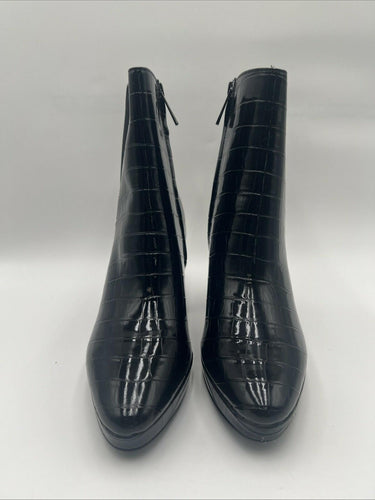 Women’s Anne Klein Jayce Black Croc Ankle Side Zip Bootie Size 8M Anne Klein