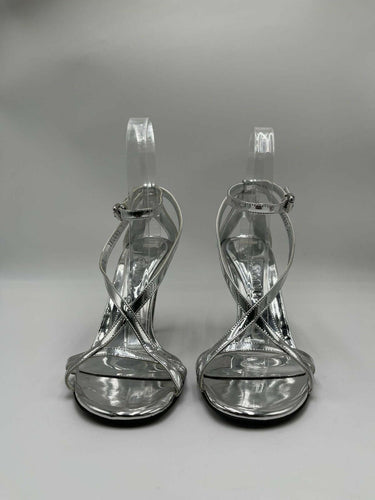 Alexander McQueen Armadillo mirror-effect faux leather sandals silver Size 36.5 Alexander
