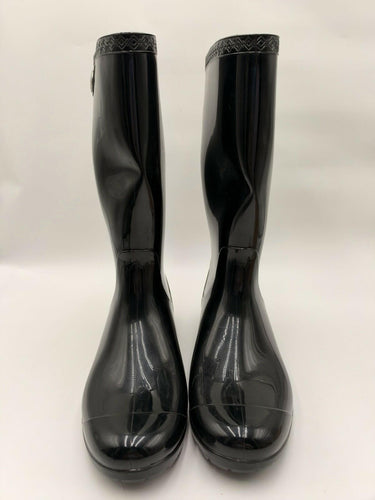 UGG Women’s Black Shiny Rubber Tall Rain Boots Waterproof Size 9