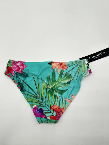La Blanca side-shirred Vibrant Tropical Woman’s hipster bikini bottom Size 6 La Blanca
