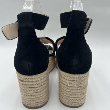 Women’s Marc Fisher Vixta black suede platform espadrille wedge sandal Size 9.5M Marc Fisher