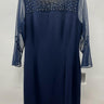 Alex Evenings Navy Beaded Illusion Dress Long Formal Mother Of Bride 16 Alex Evenings