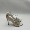 Women’s Gianvito Rossi Leomi crystal-embellished White leather sandals Size 40 GIANVITO ROSSI