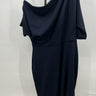 NWT Betsy & Adam Navy One Shoulder Cowl Neck Mermaid Evening Gown Size 14 Betsy & Adam