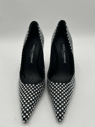Dolce & Gabbana Crystal-embellished satin checkered pumps Size 36 Dolce&Gabbana