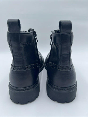 Men’s Saks Fifth Avenue "Agosto" Black Leather Wingtip Brogue Boot Size 9M Saks Fifth Avenue