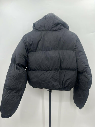 AMWND Los Angeles Jacket Womens Black Cropped Puffer Hooded Zip Winter Coat S AMWND Los Angeles