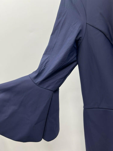 Alex Evenings Navy Bell Sleeve Draped Dress Beaded Formal Mother Bride 14 Alex Evenings