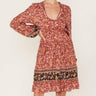NWT WILD MOSS WOMEN'S FLORAL PRINT RUFFLE DRESS Rust Copper Size M Wild Moss