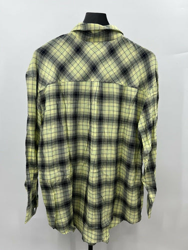 Abound Plaid Flannel Shirt Yellow Black Long Sleeve Button Up NWT - M