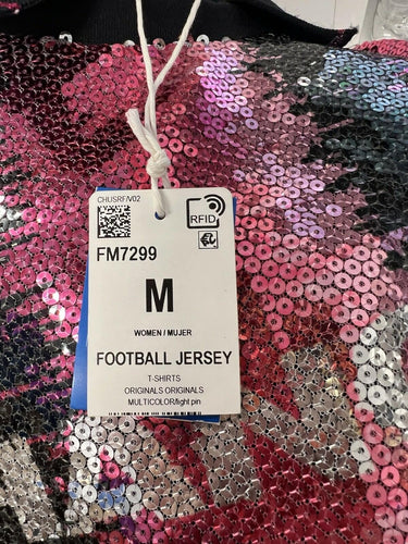 Adidas Originals Jersey Shanghai Sequin Football Polo Long Sleeve Glam NWT M