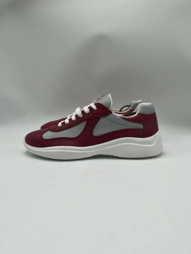 Prada America's Cup sneakers in red Leather Silver Mesh Size 7UK PRADA