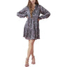 BCBGeneration Women's Long Sleeve Fit and Flare Dress with Neck,Multi, Small BCBGeneration