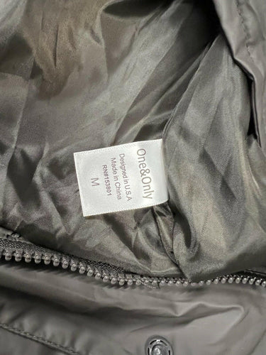 One&Only Womens Cropped Puffer Jacket Hooded Chocolate Size M