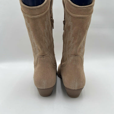 Women’s Crown Vintage Stava Cowboy Boot Beige Suede Leather Size 10M Crown Vintage