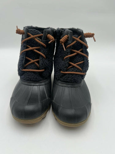 Sperry Sherpa Duck Boots Black Teddy Fleece Lace Up Winter Womens Size 7
