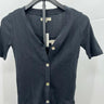NWT Madewell Black Ribbed Knit Short Sleeve Cardigan Button Front Top Size XXS Madewell